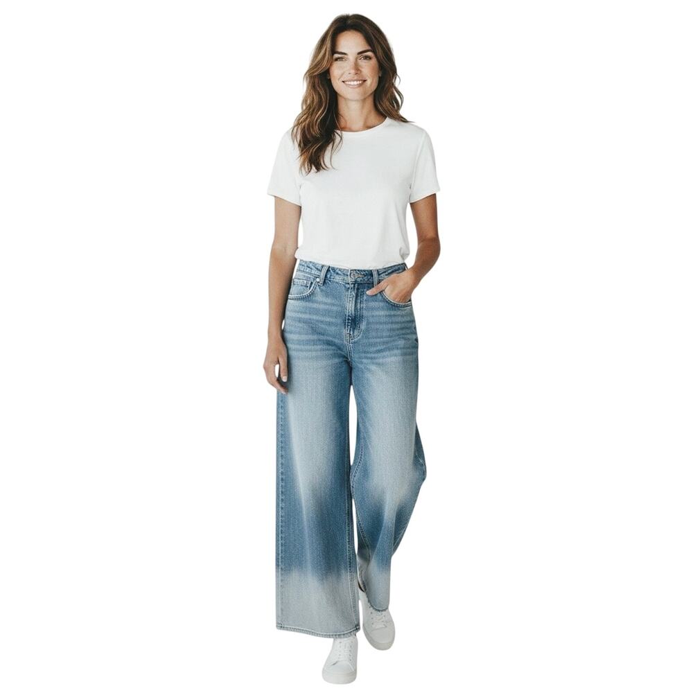 REBECCA MINKOFF Women’s Lightwash High Rise Wide Leg Denim Jeans